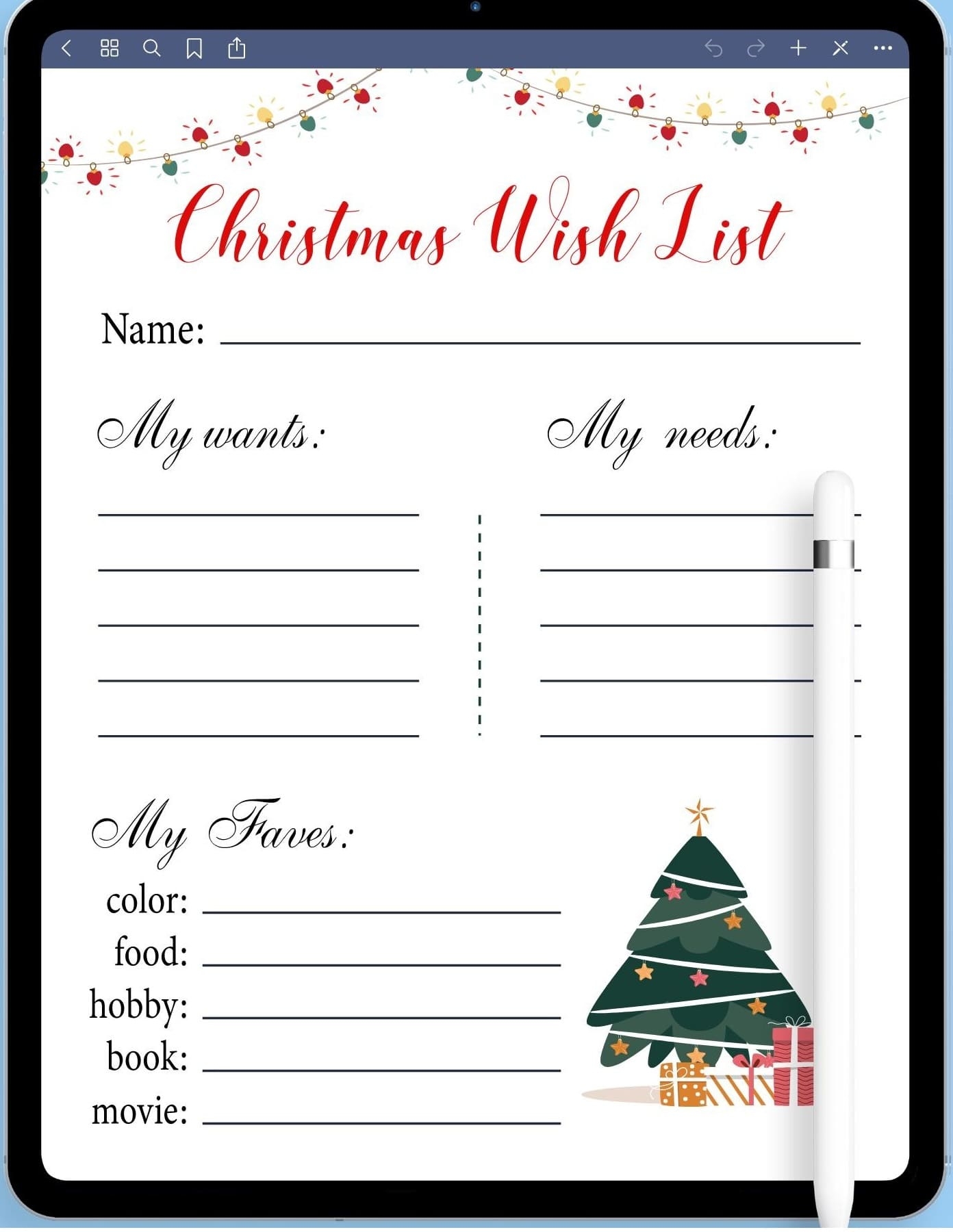 Printable Christmas List Template PrintableLib