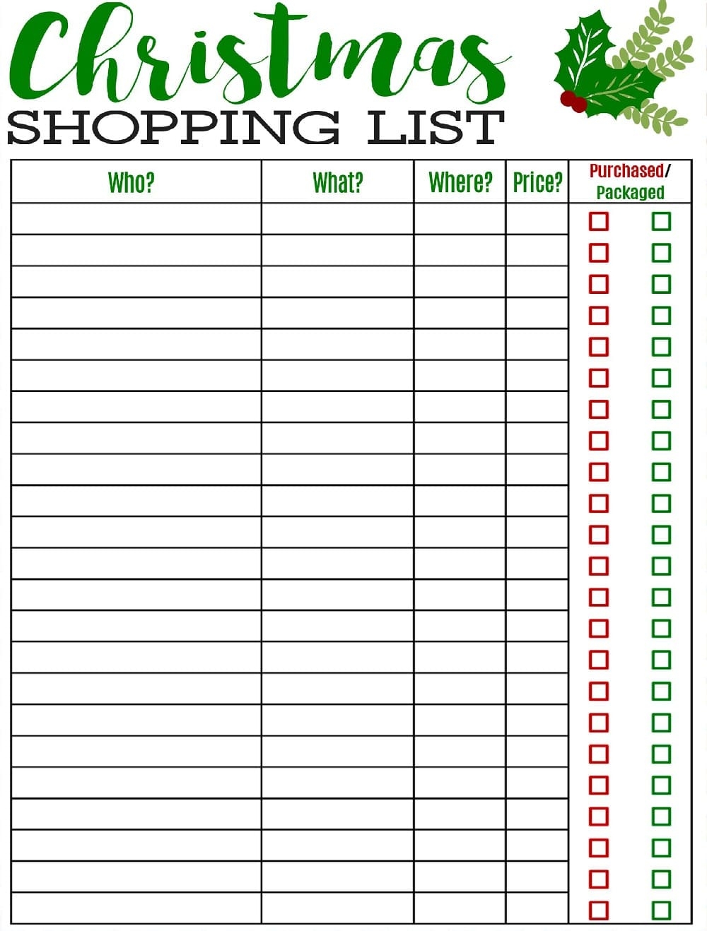 Printable Christmas List Template PrintableLib