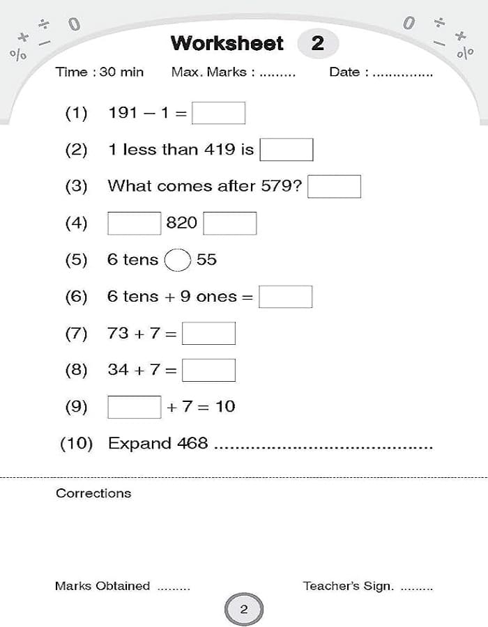 Printable Class 2 Maths Worksheets Free Download And Print For You 