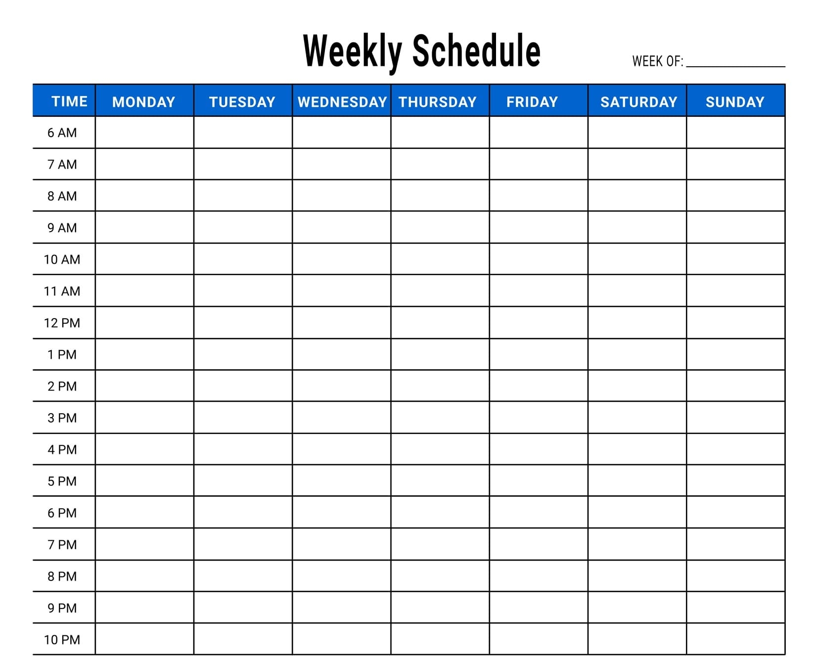 Printable Download Weekly Schedule Template Free Free Download And 