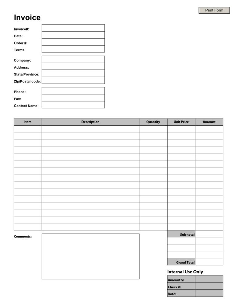 Printable Invoices Templates Printable Receipt Template