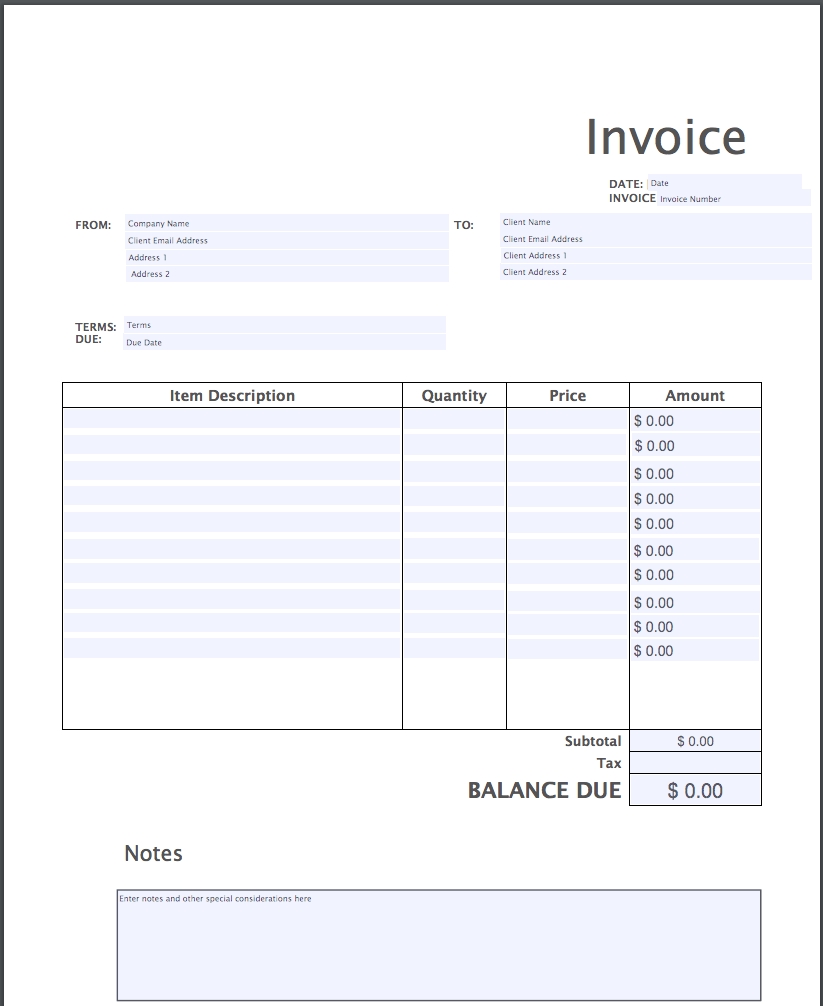 Printable Invoices Templates Template Business PSD Excel Word PDF