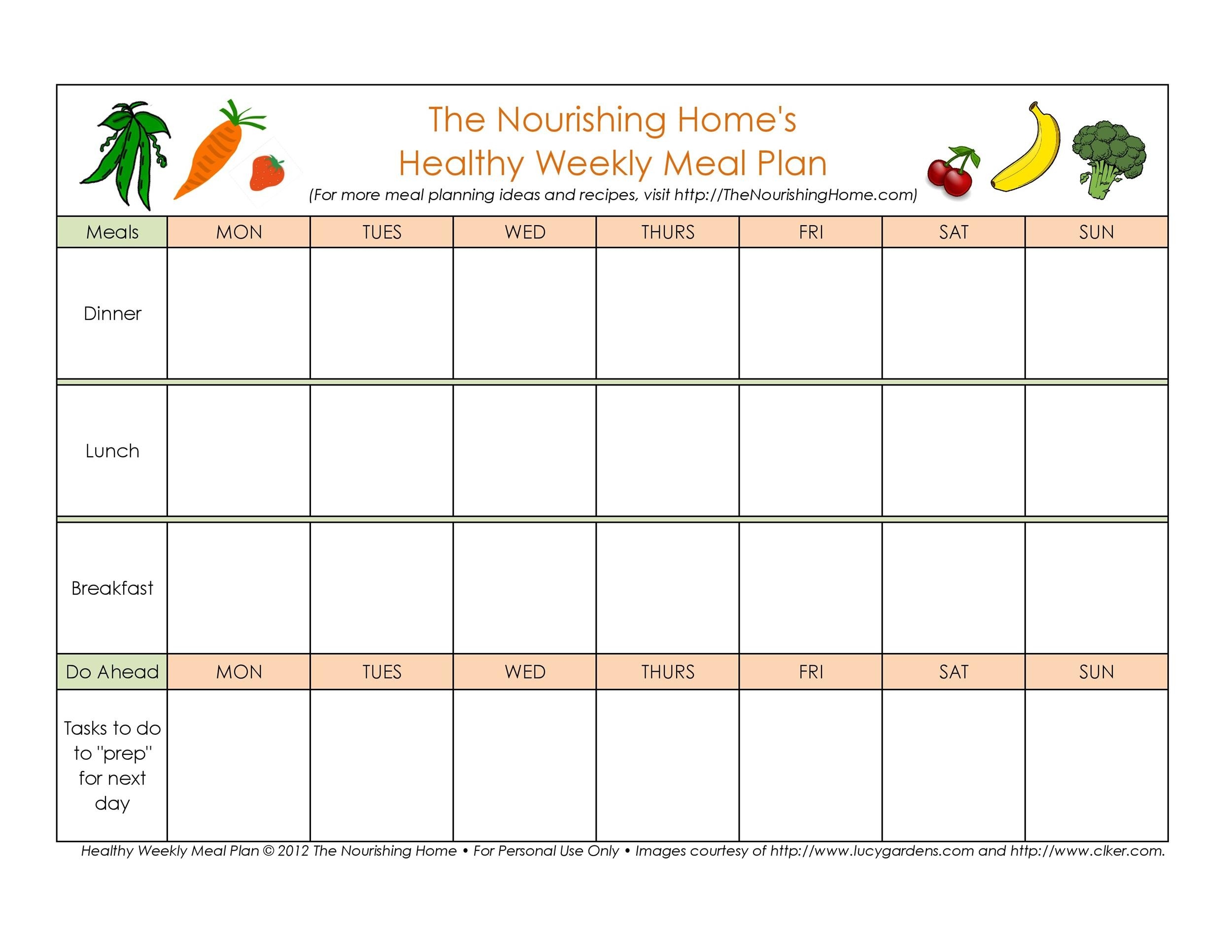 Printable Meal Plan Template