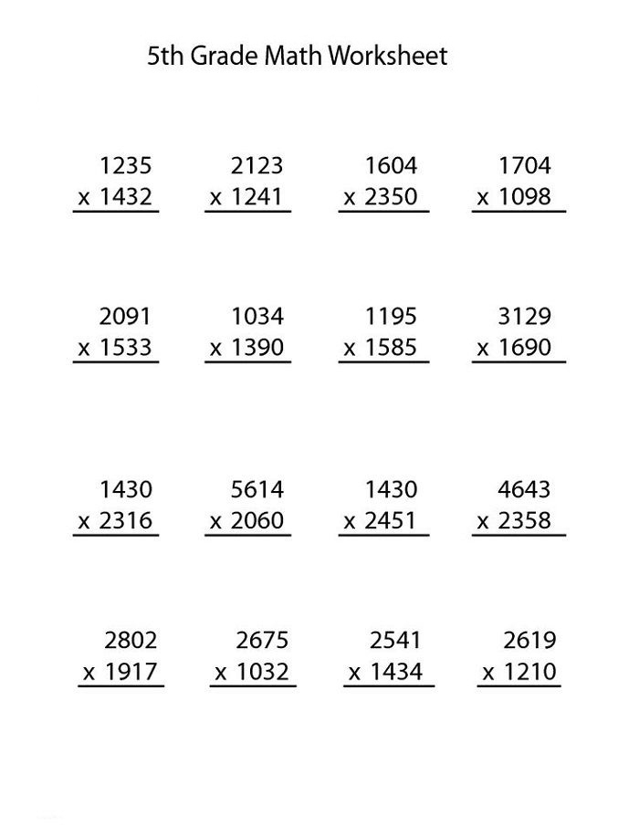 Printable Multiplication Worksheet For Grade 5 With Pictures