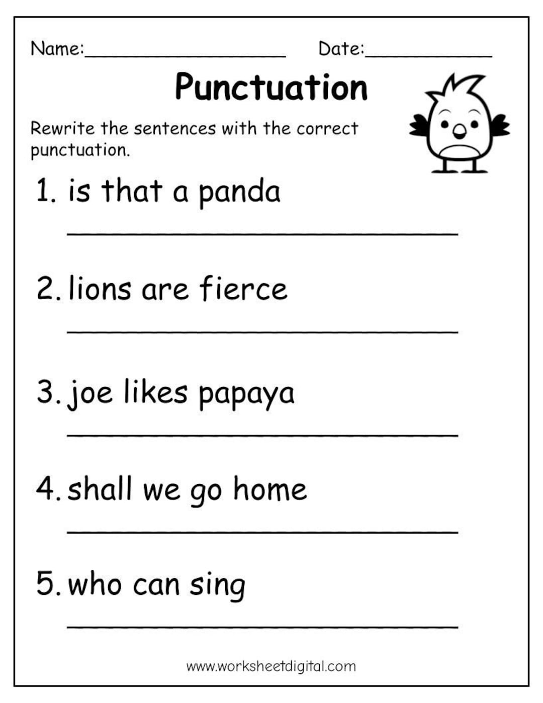 Printable Punctuation Worksheets Punctuation Practice Worksheets For