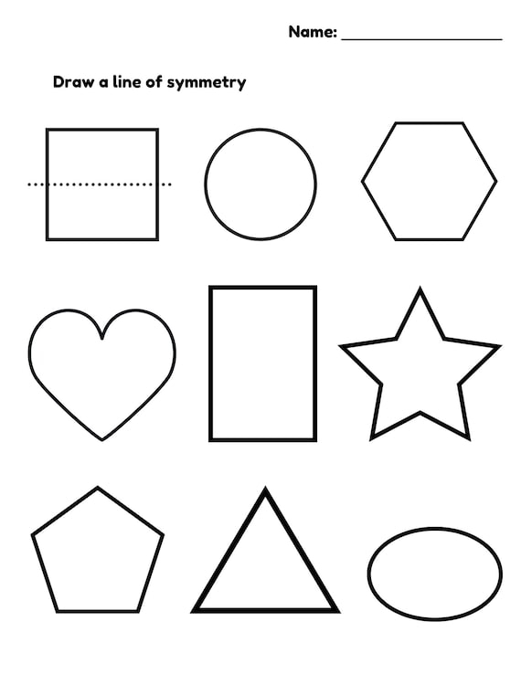 Printable Symmetry Worksheet With 2D Shapes Etsy Worksheets Library