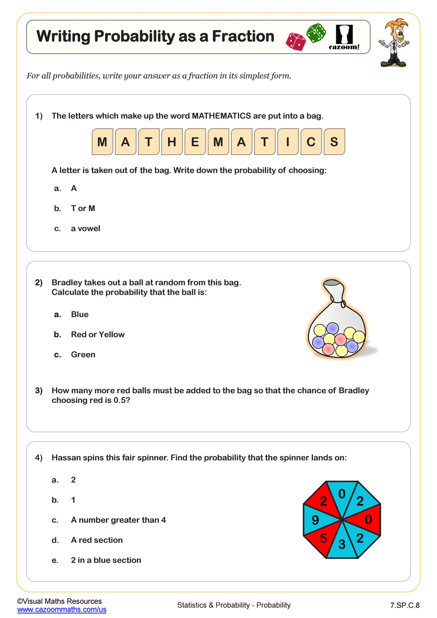 Probability Worksheets Dynamically Created Probability Worksheets 