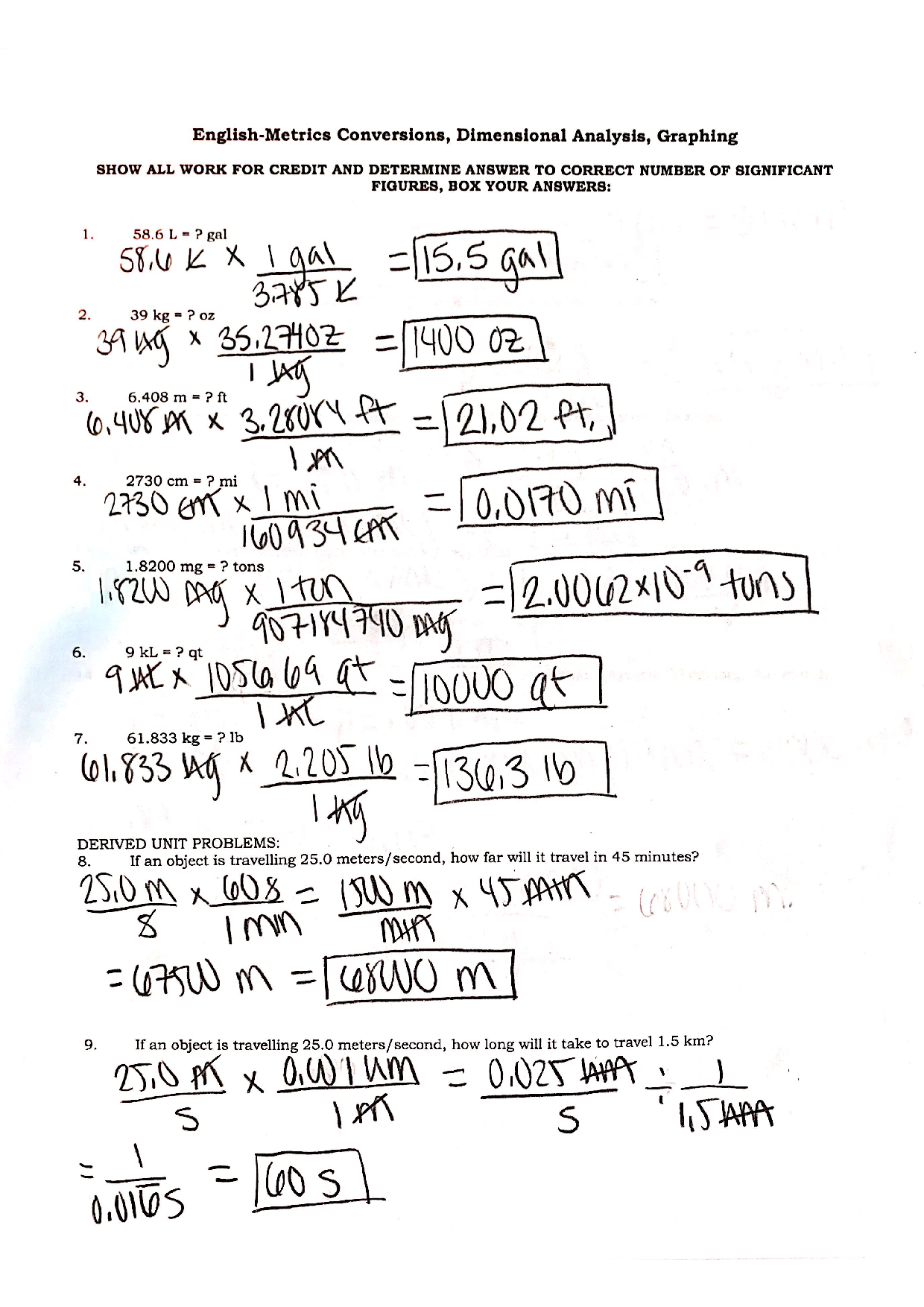 Problem Solution Dimensional Analysis PDF Worksheets Library
