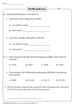 Profit And Loss PDF Worksheets Library