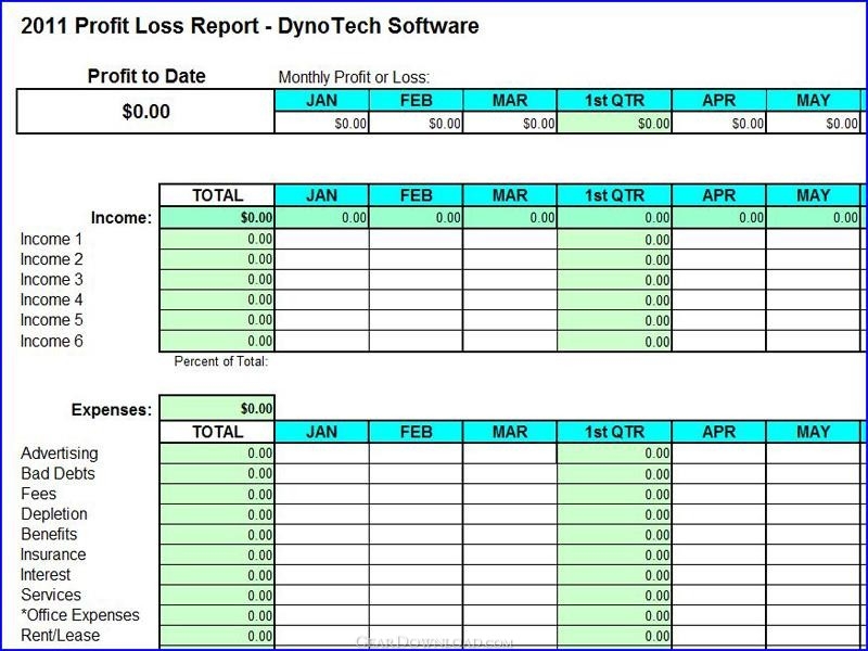 Profit Loss Report Spreadsheet 7 0 Free Download