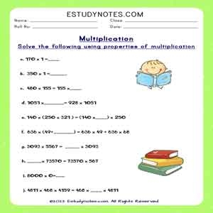 Properties Of Multiplication Worksheet Class 4 EStudyNotes 