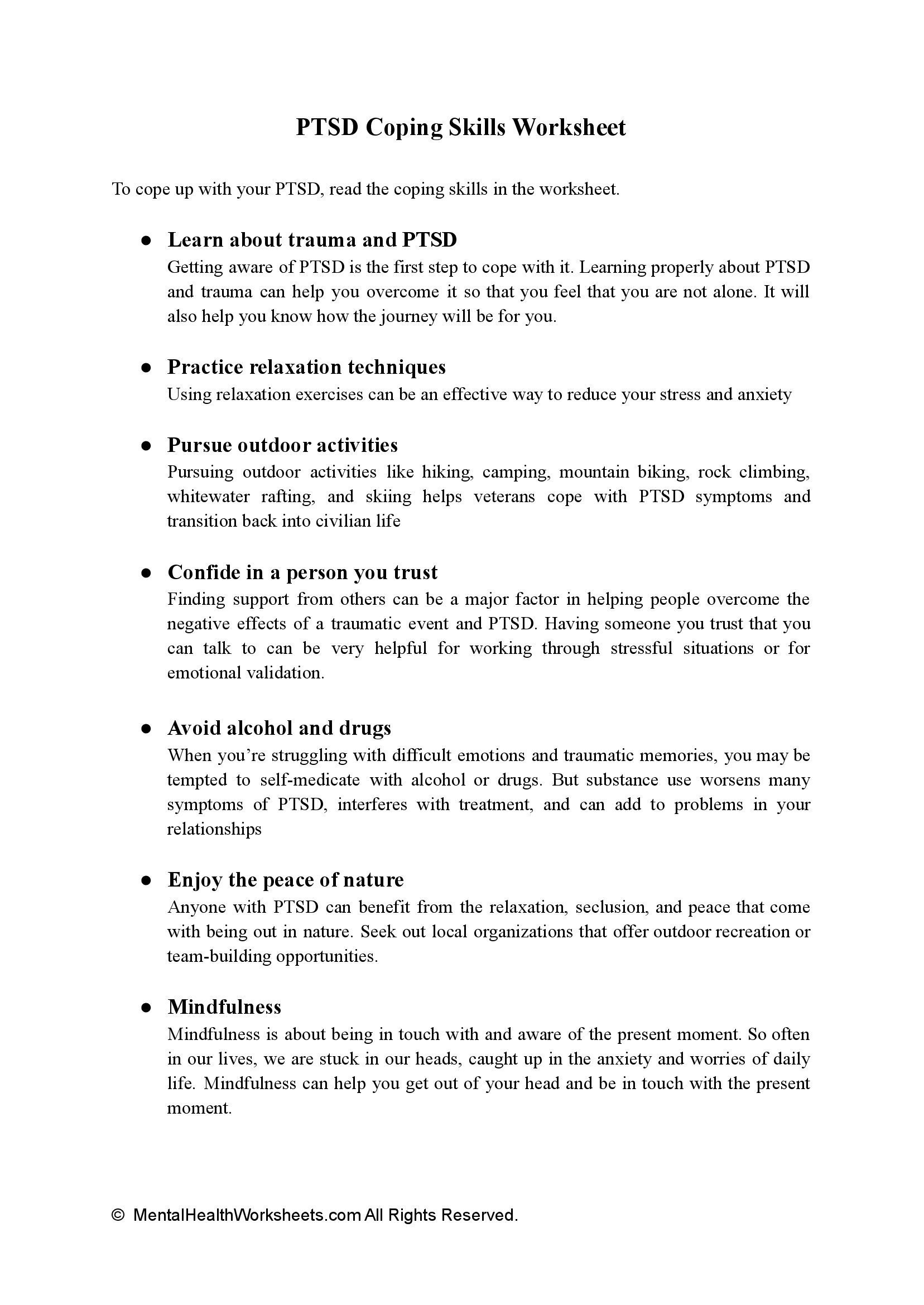 Ptsd Coping Skills Worksheets PDF Coping Skills Worksheets