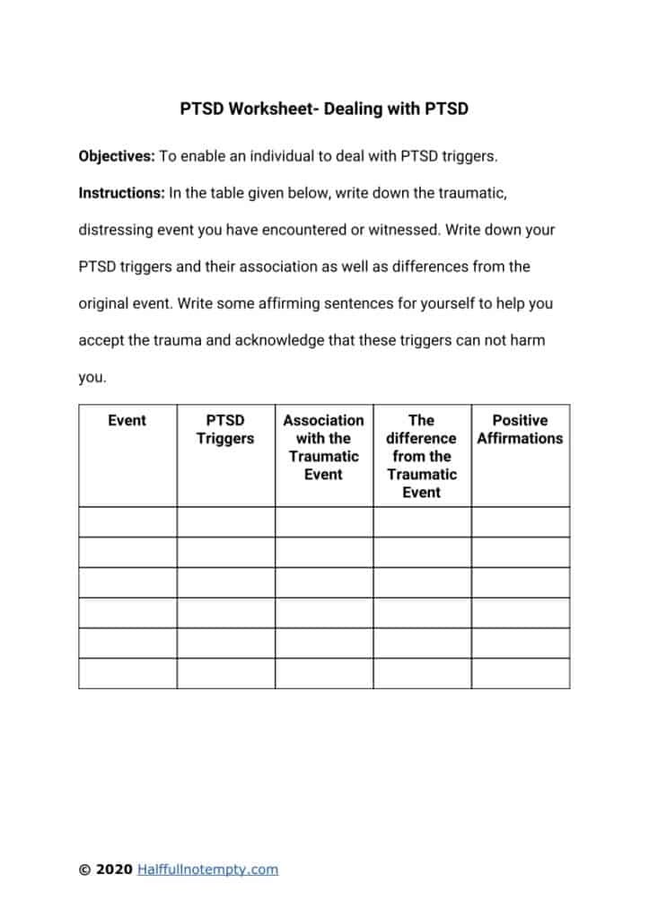 Ptsd Therapy Aide Worksheets Anger Management Worksheets