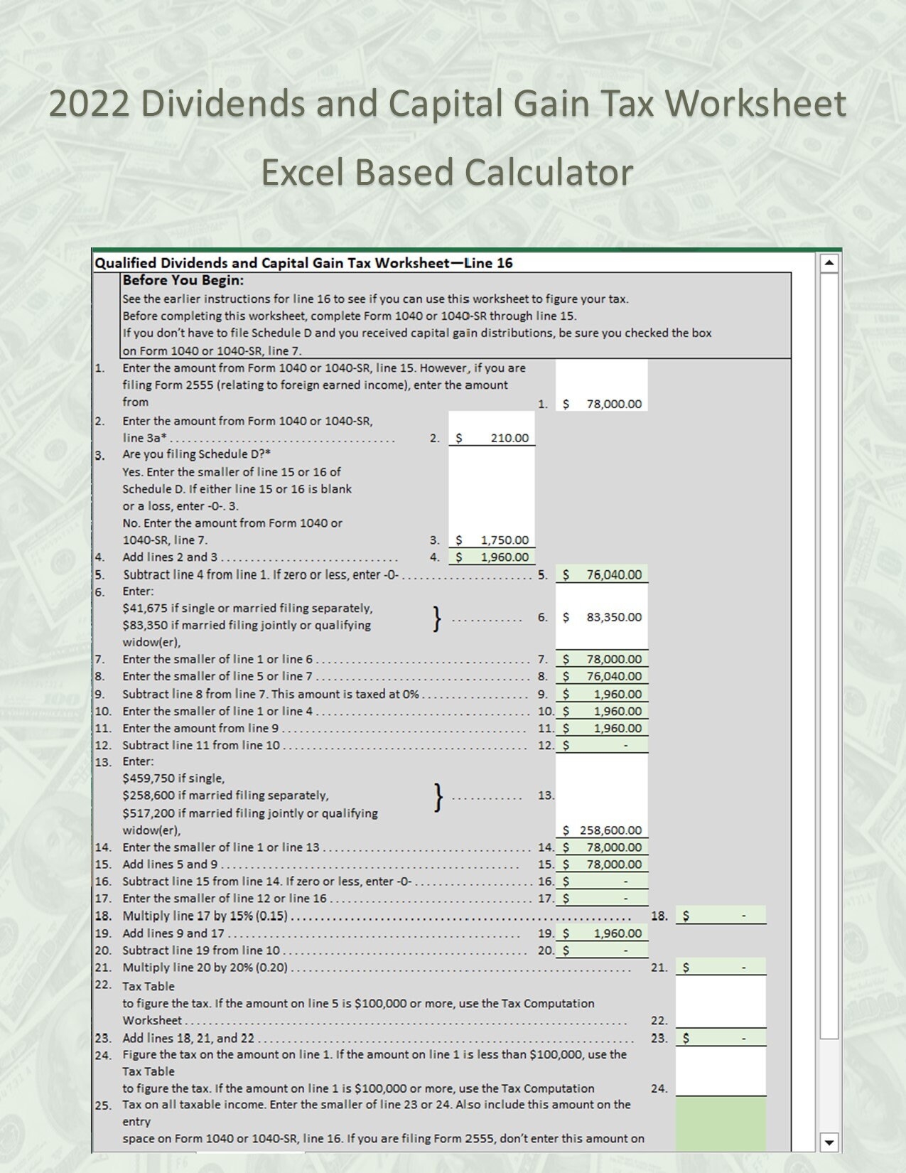 Qualified Dividends And Capital Gain Tax Worksheet 2022 Pdf Fill 