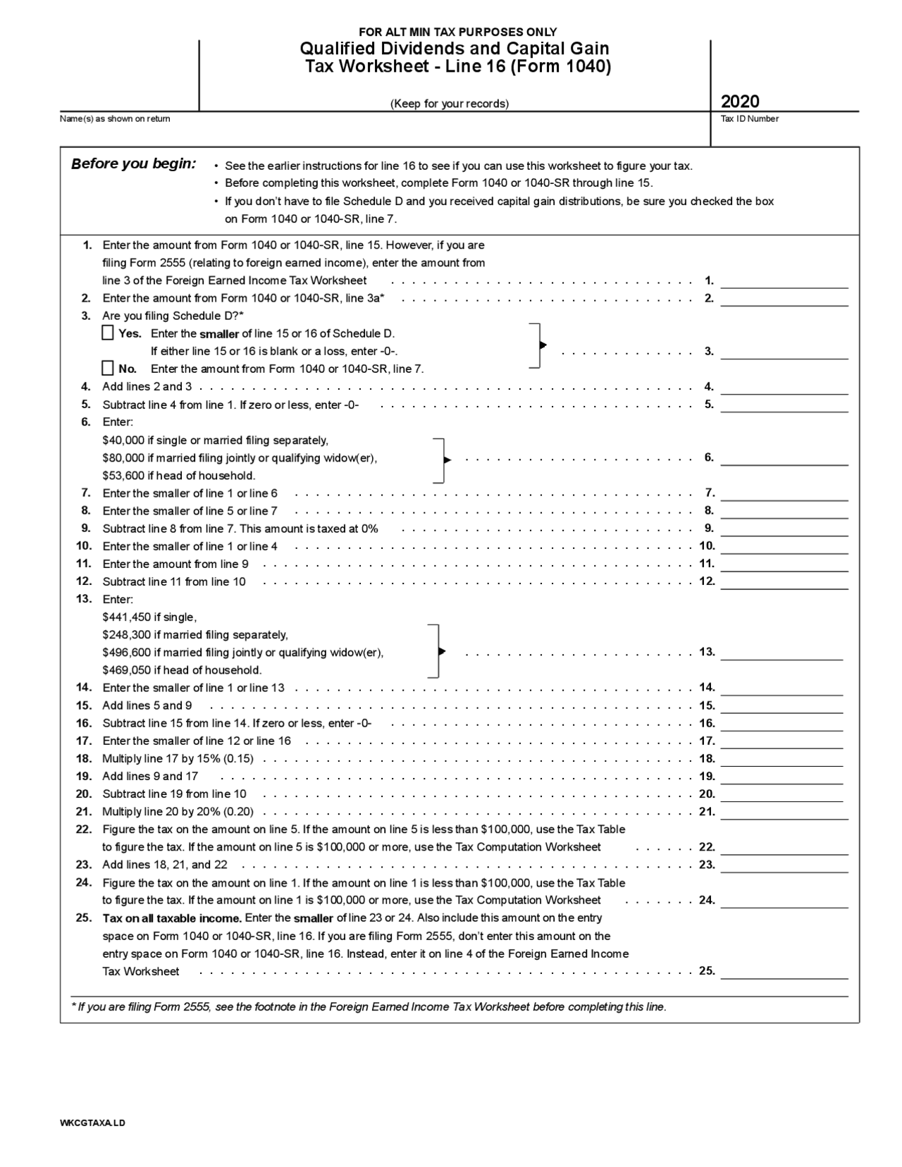 Qualified Dividends And Capital Gains Worksheet 2023 Fill Out 