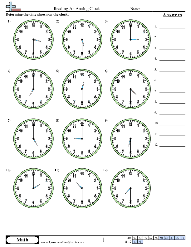 Reading An Analog Clock Worksheet Download Worksheets Library