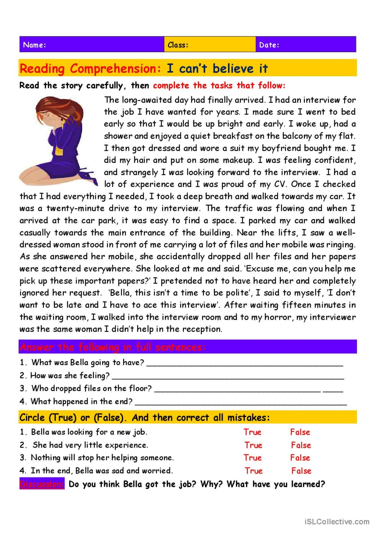 Reading Comprehension I Can 39 t Belie Deutsch DAF Arbeitsbl tter Pdf Doc