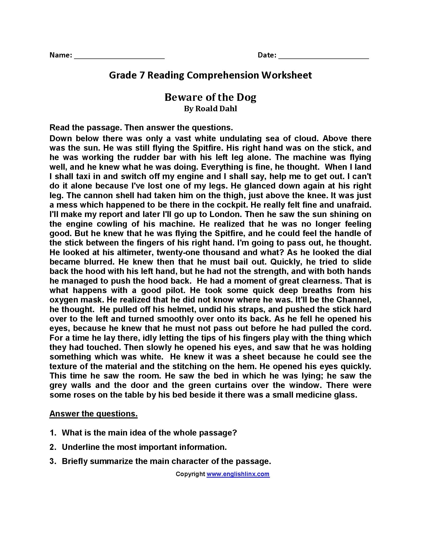 Reading Comprehension Practice For Class 12