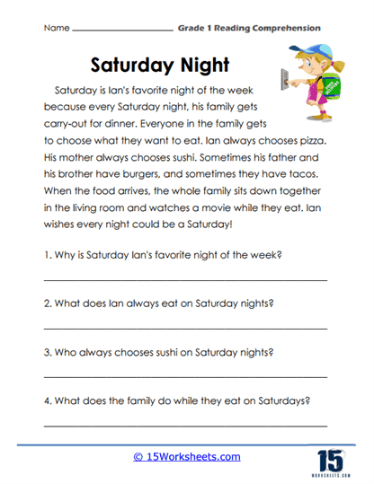 Reading Comprehension Worksheet Grade 1 Worksheets Library