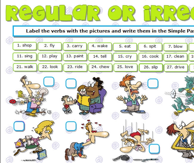 Regular Verbs And Irregular Verbs Worksheet
