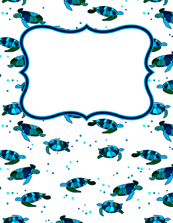 Sea Turtle Binder Cover Template