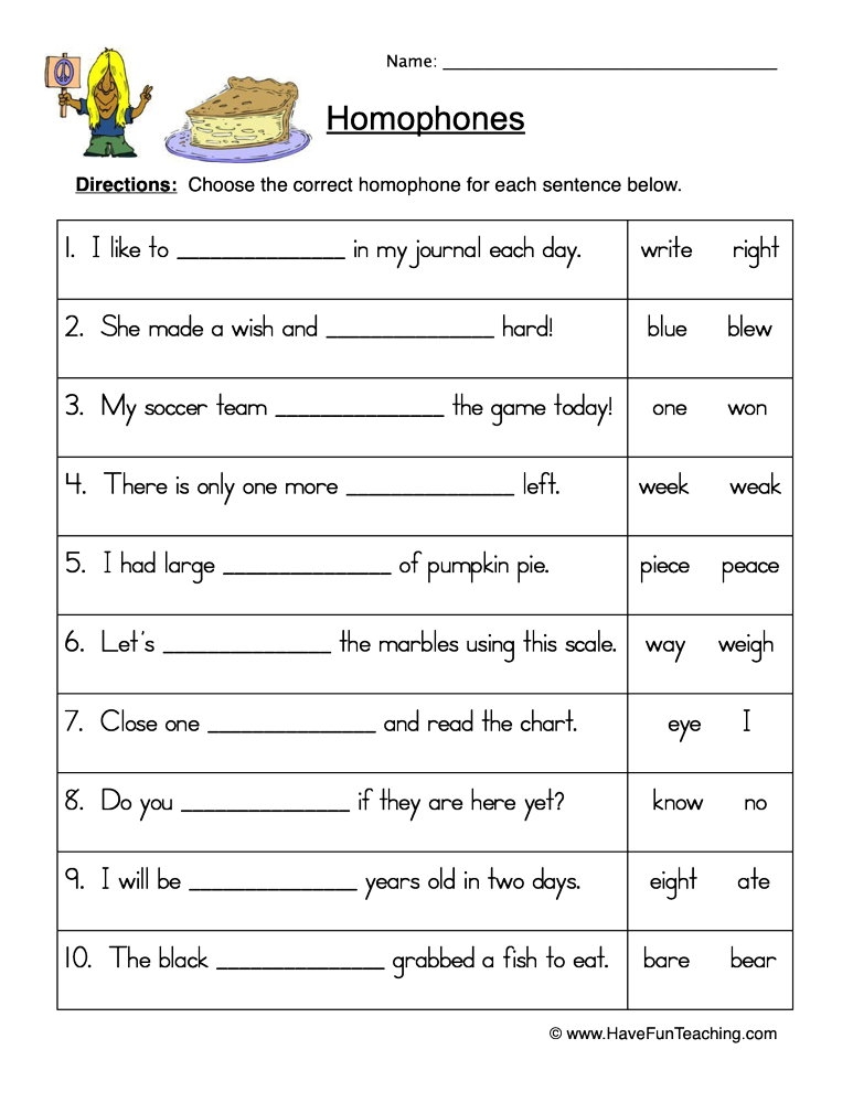 Selecting Homophones Worksheet Worksheets Library
