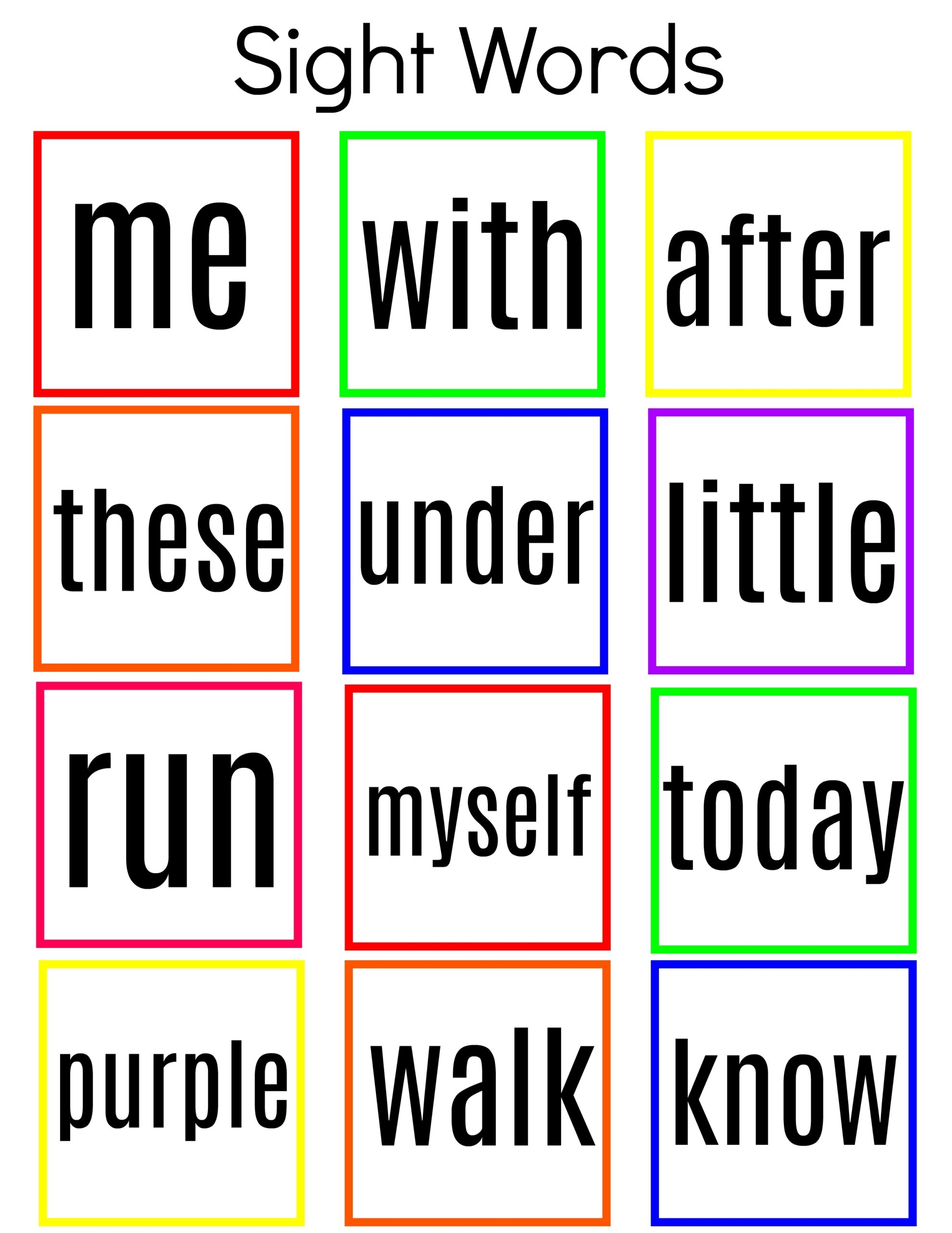 Sight Words Printable Julucable