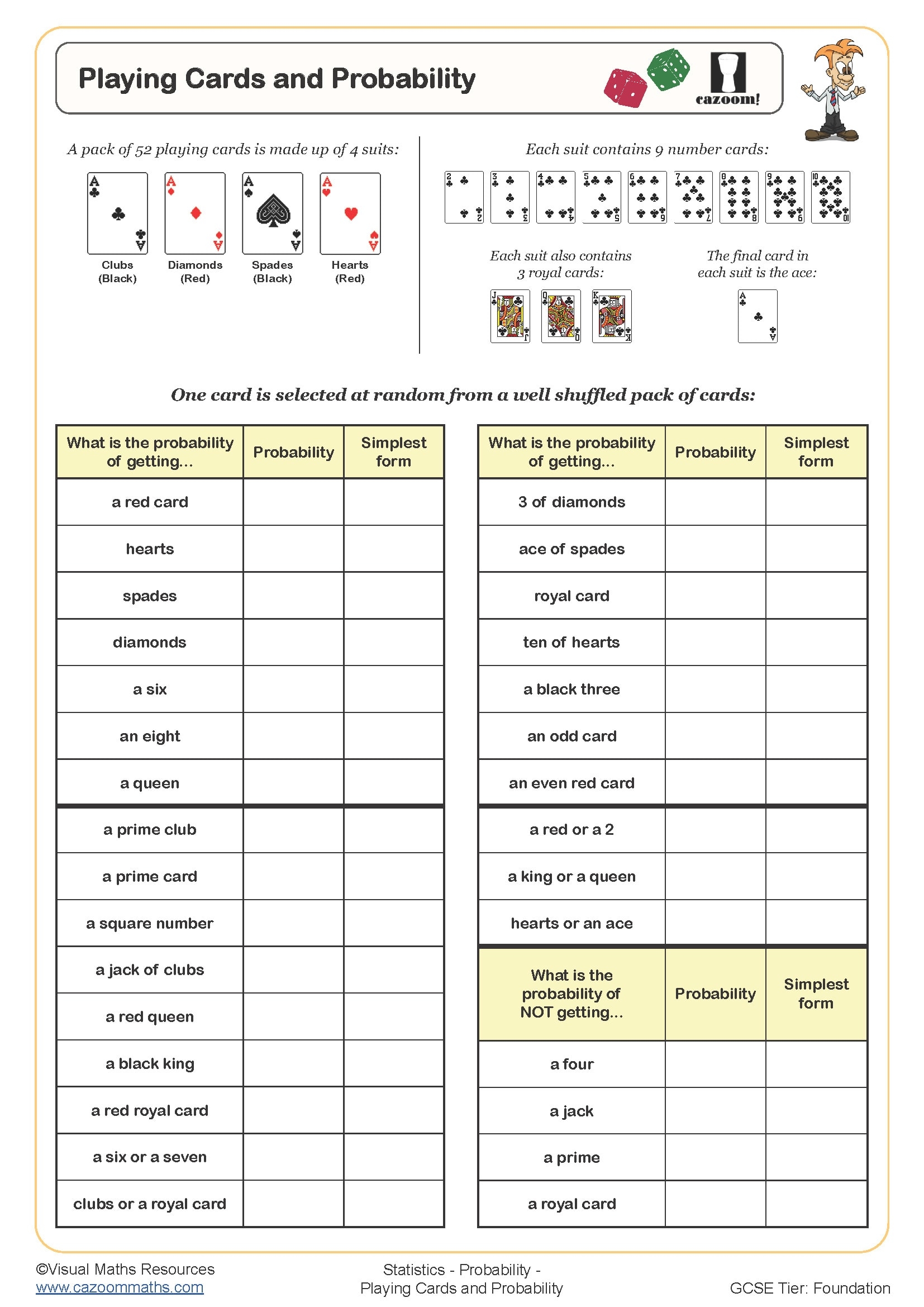 Simple Coloring Probability Worksheets For Grades 4 6 FREE