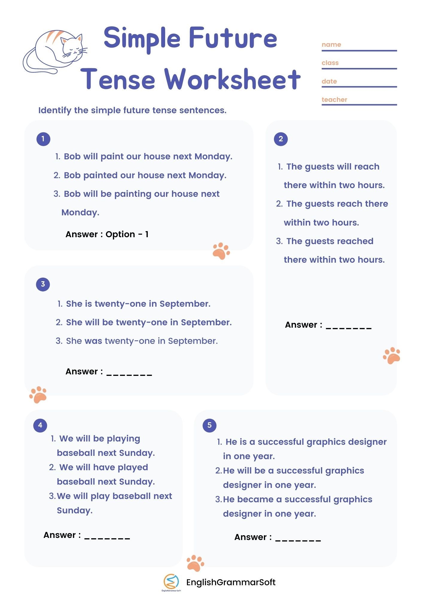 Simple Future Tense Worksheet Future Tense Tenses Worksheets