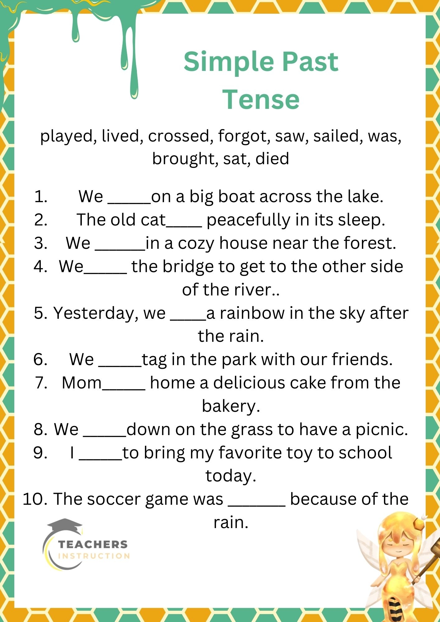 Simple Past Tense Worksheet For Grade 1