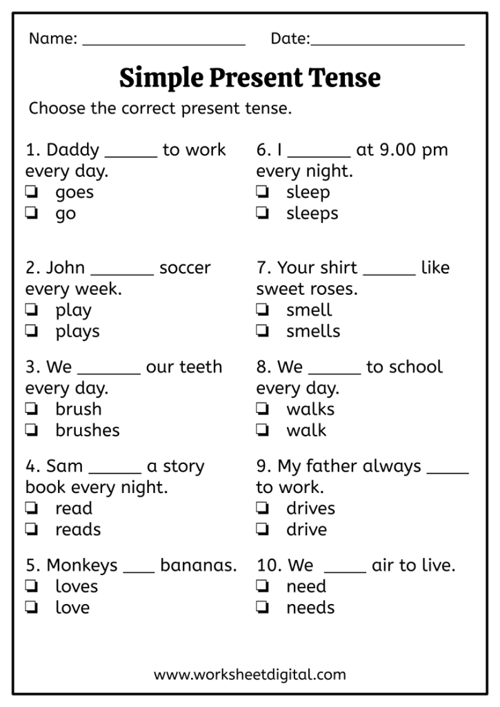 Simple Present Tense Worksheet Digital 1 Teacher Made Resources