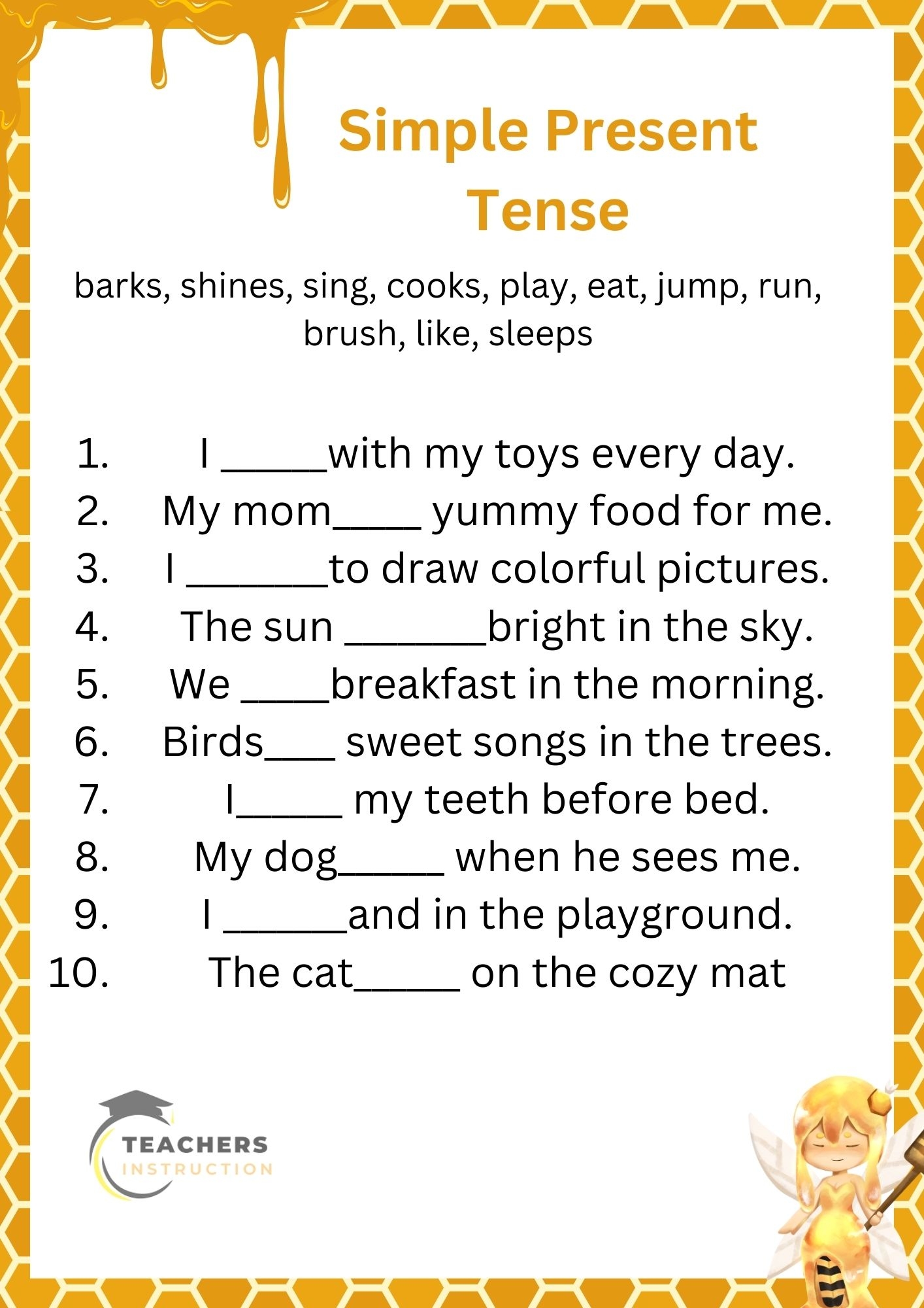 Simple Present Tense Worksheet For Grade 1 Worksheets Library