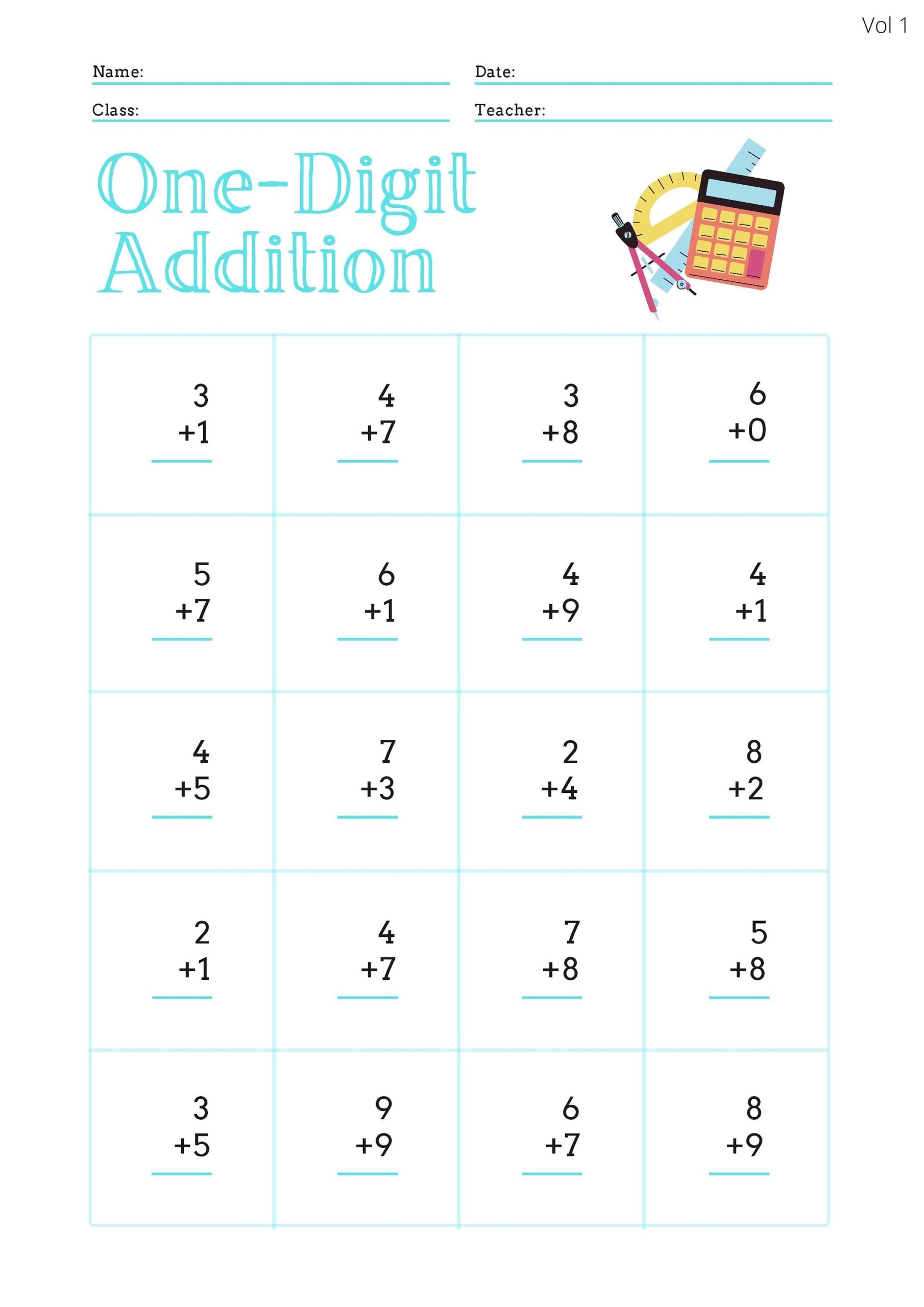 Single Digit Addition Worksheets with Multi sensory Counting Visuals 