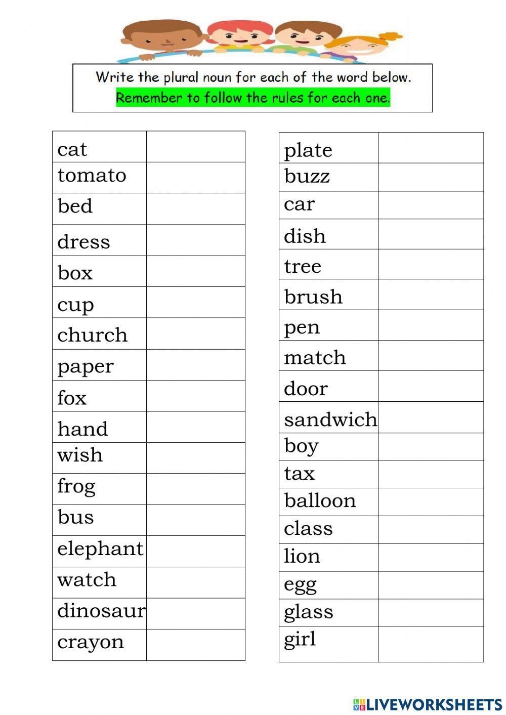 Singular Or Plural Nouns Worksheets K5 Learning Worksheets Library