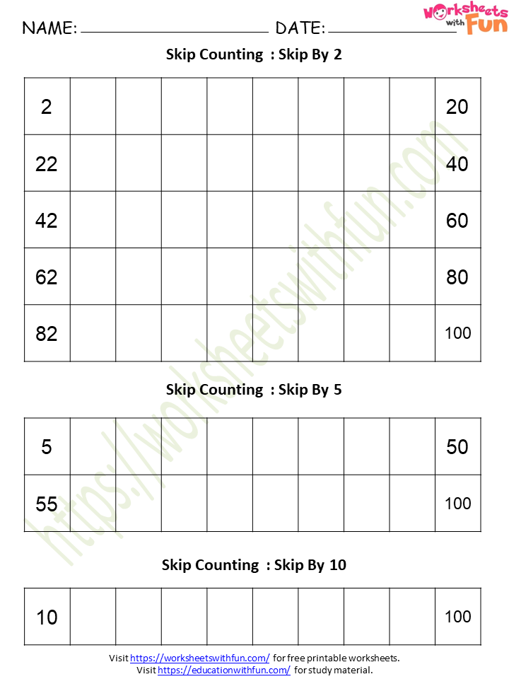 Skip Counting By 2 Worksheet Grade1to6 Worksheets Library