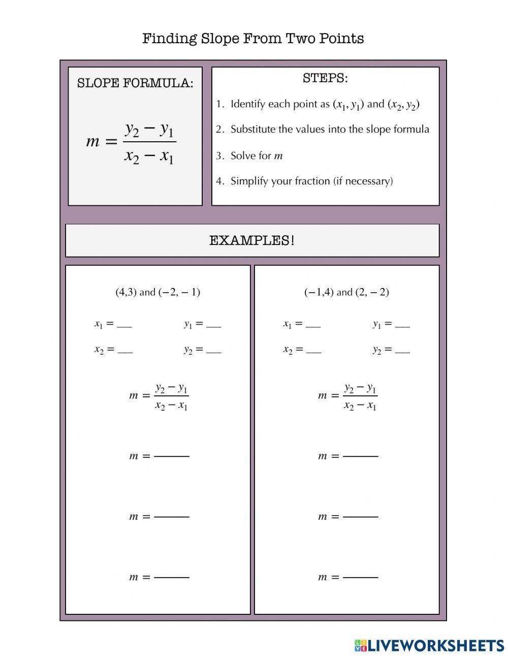 Slope Two Points Worksheet Live Worksheets Worksheets Library