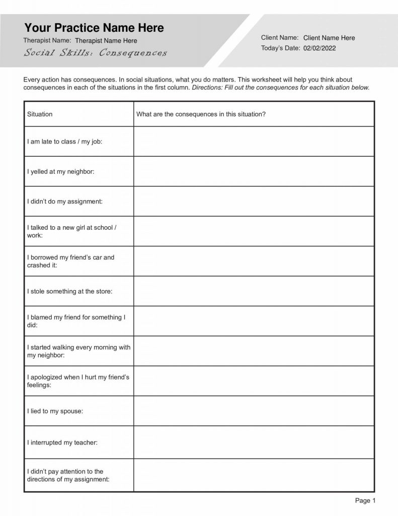 Social Skills Worksheets Bundle Editable Fillable Printable 