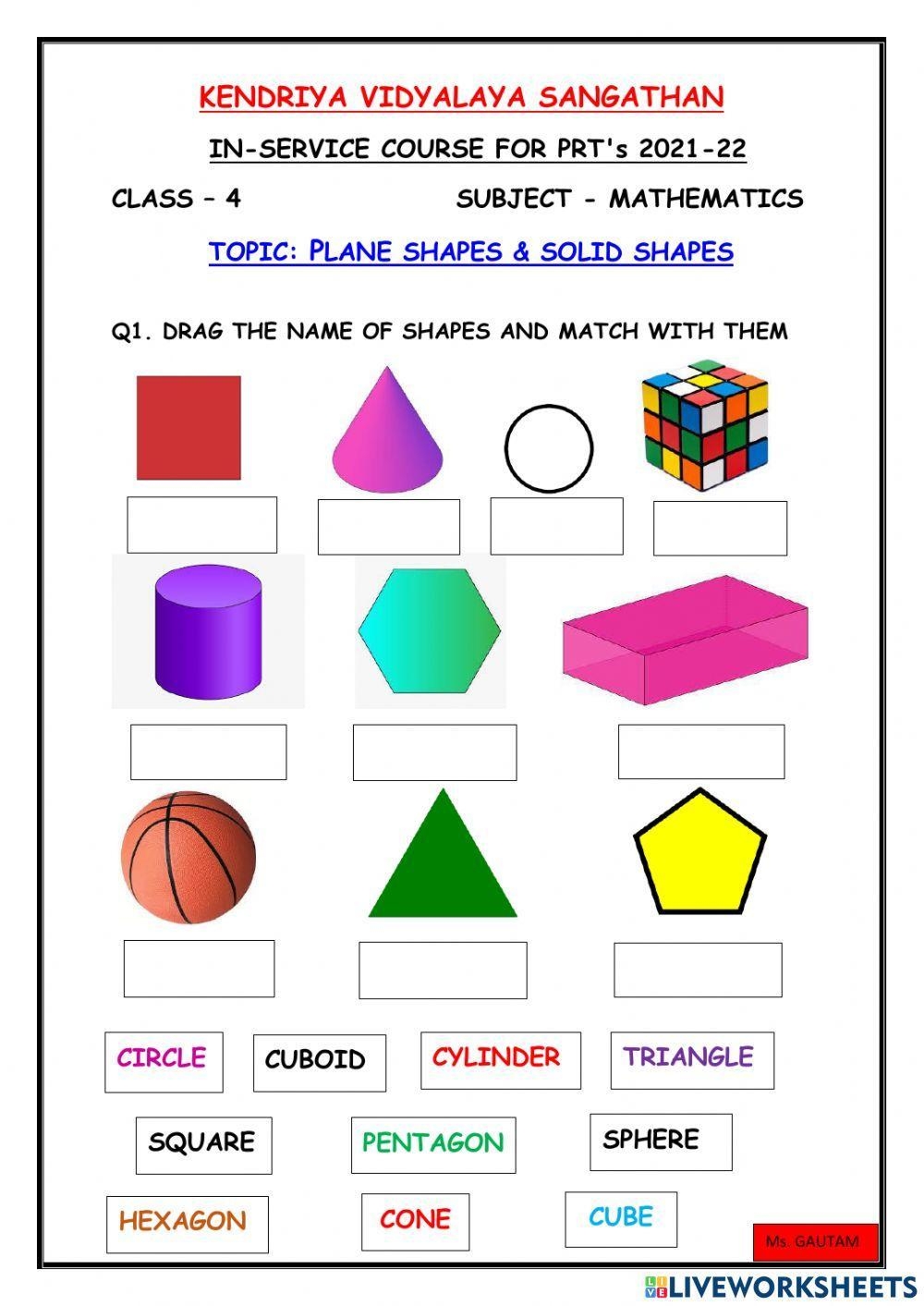 Solid Shapes Worksheet For 4th 5th Grade Lesson Planet Worksheets 