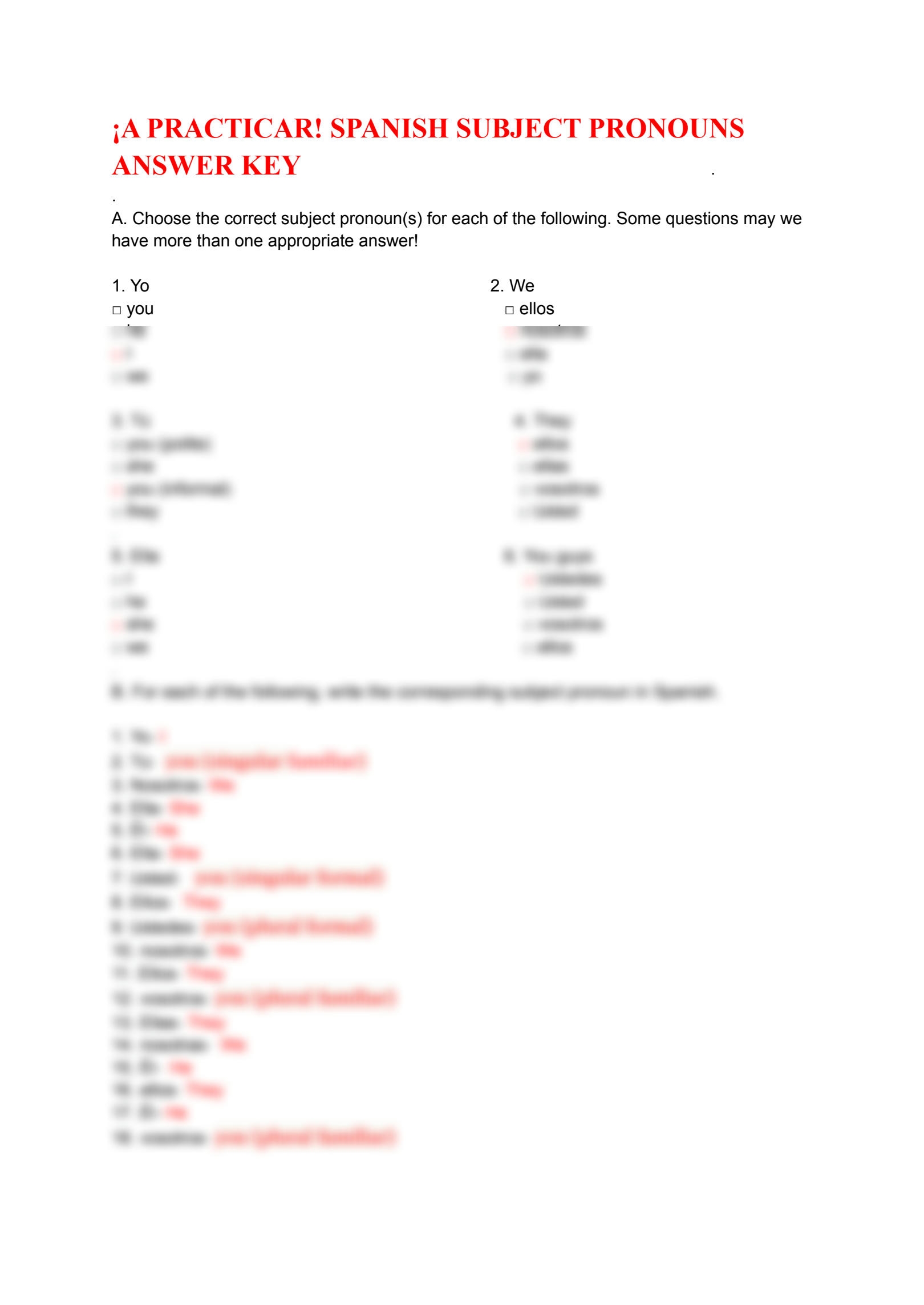 SOLUTION Spanish Pronouns Worksheet Studypool Worksheets Library SOLUTION Spanish Pronouns Worksheet Studypool Worksheets Library