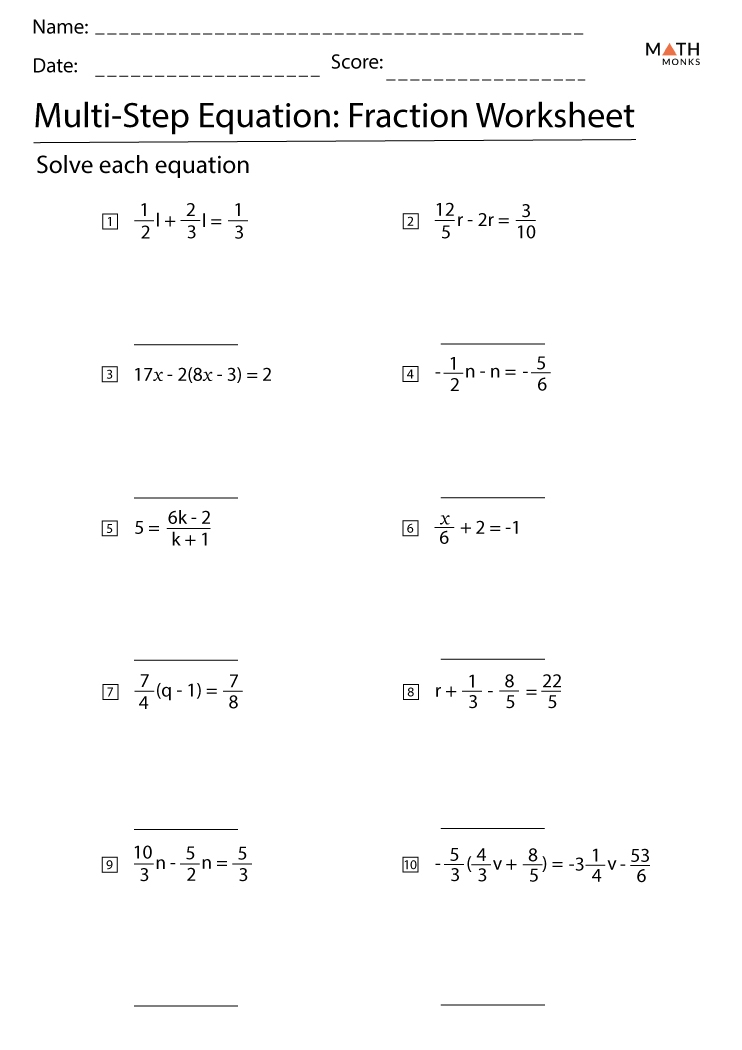 Solving Multi Step Equations Worksheet With Answers Equations Worksheets