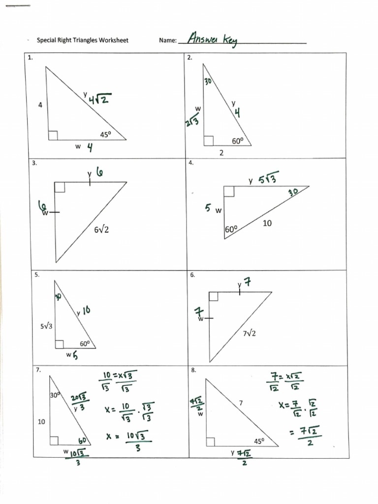 Special Right Triangles Homework 2 PDF Worksheets Library