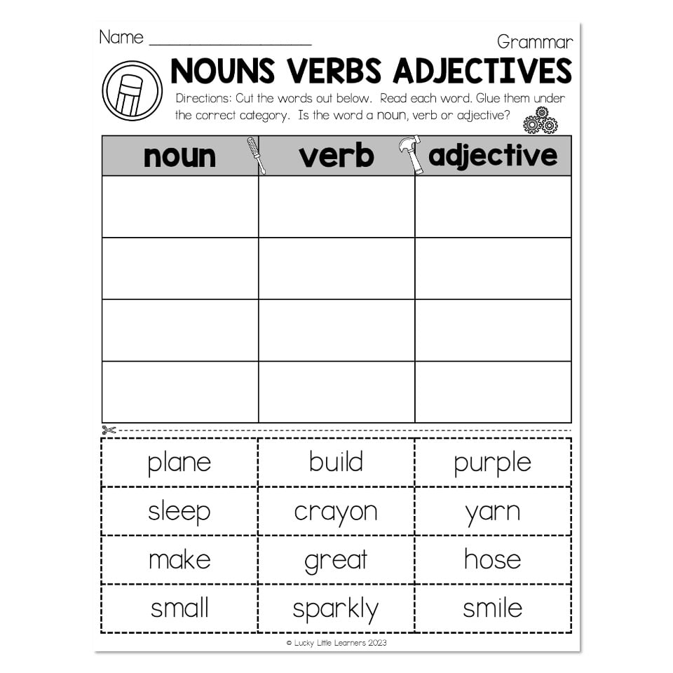 Sub Plans End Of Year Grammar Nouns Verbs Adjectives Lucky 