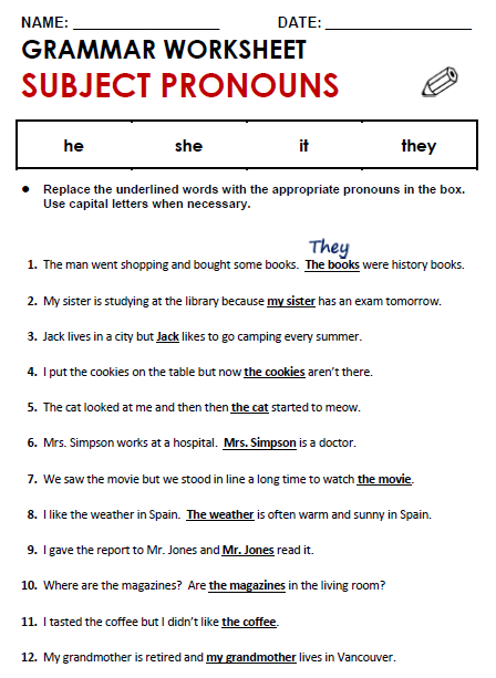 Subject Object Pronouns 4 Worksheets Grades 4 5 6 Great