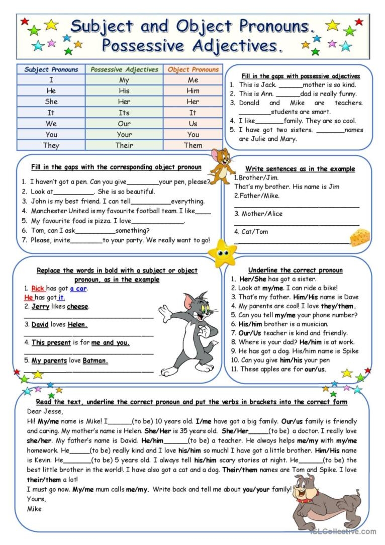 Subject Vs Object Pronouns Worksheet