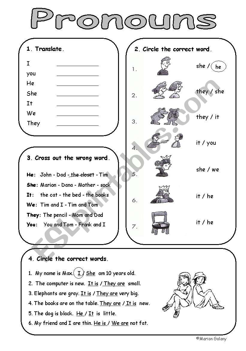 Subjective Pronouns Worksheet
