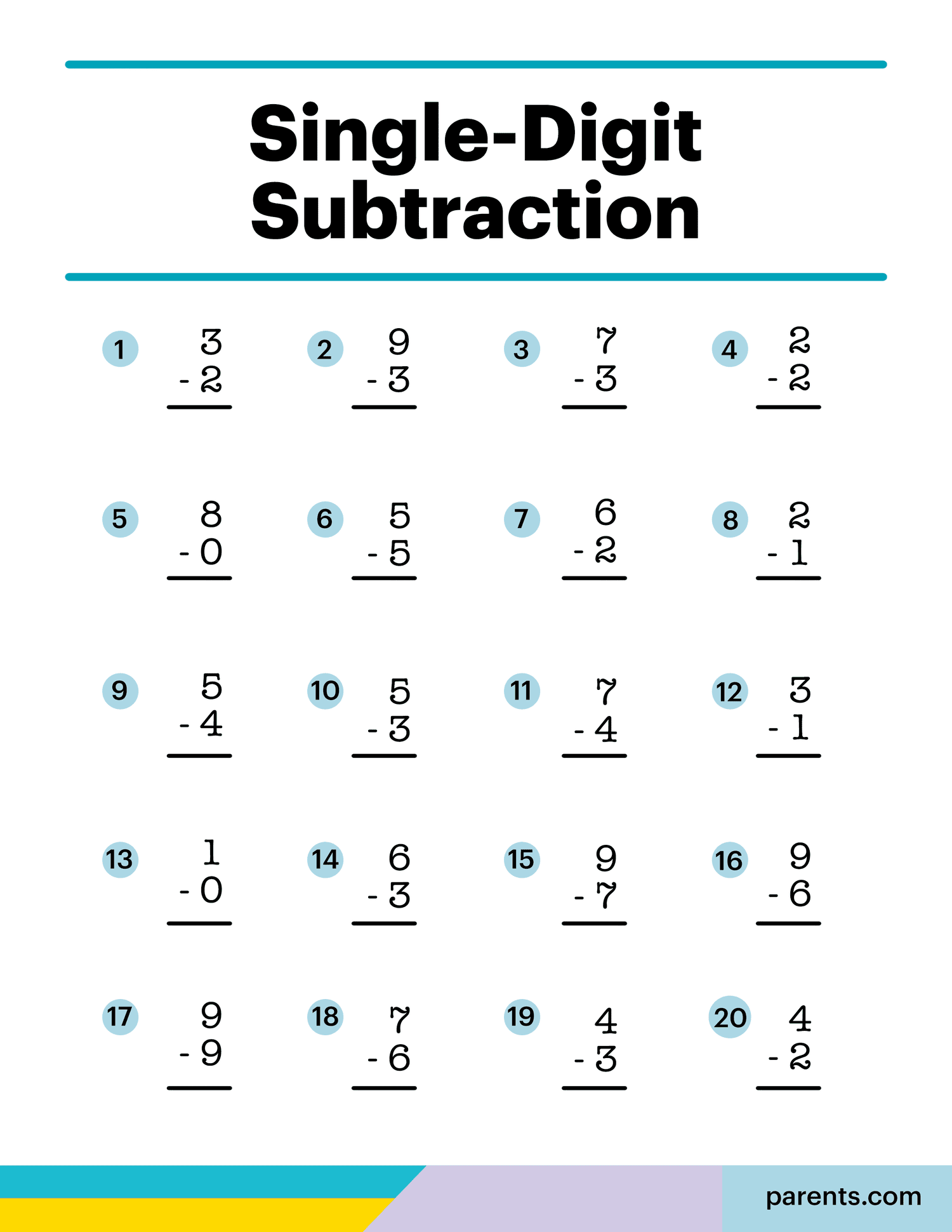 Subtraction To 10 Interactive Worksheets Kindergarten First Grade 