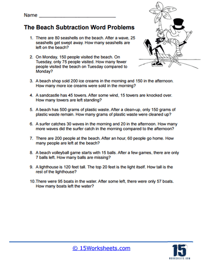 Subtraction Word Problems Worksheets 15 Worksheets Worksheets 