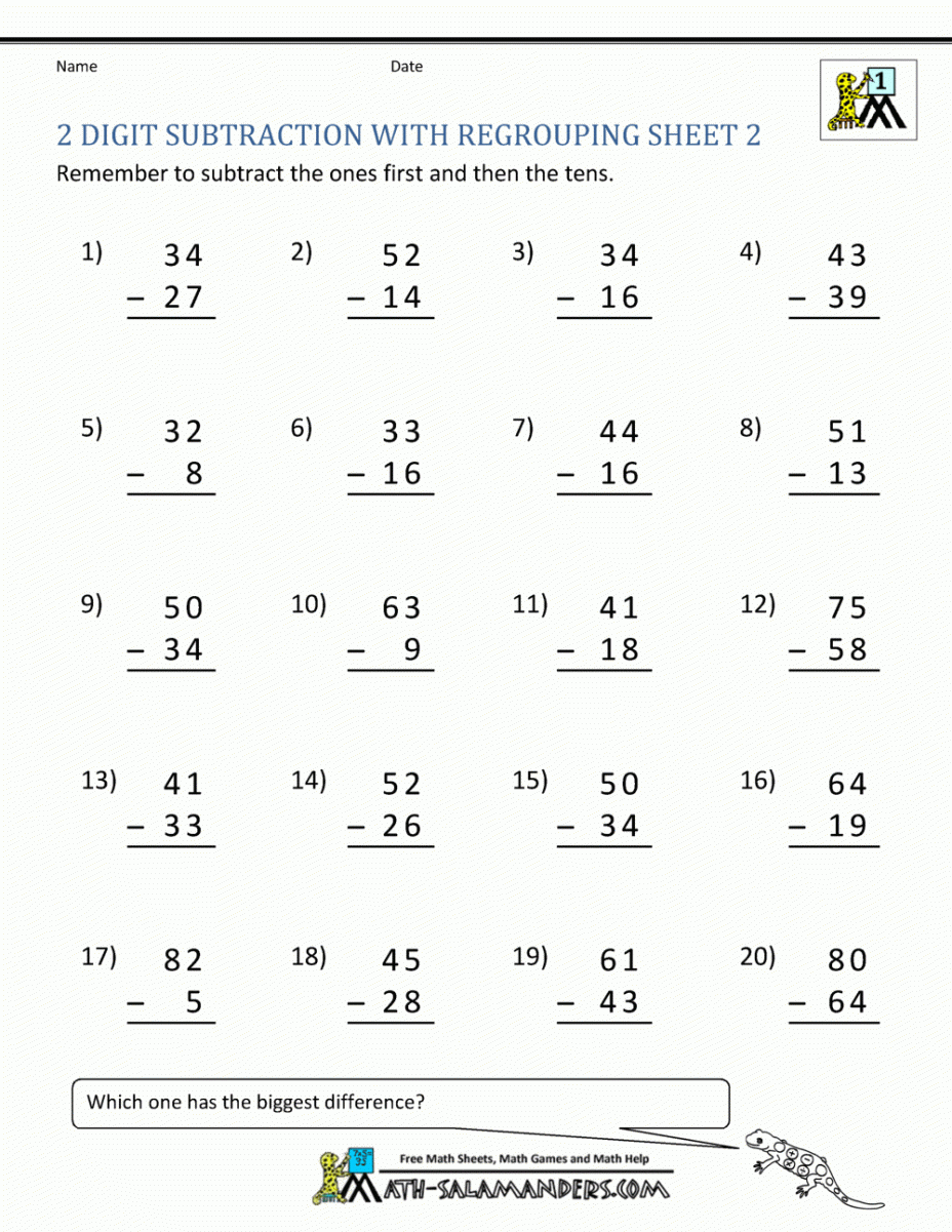 Subtraction Worksheets Grade 1 Subtraction Worksheets