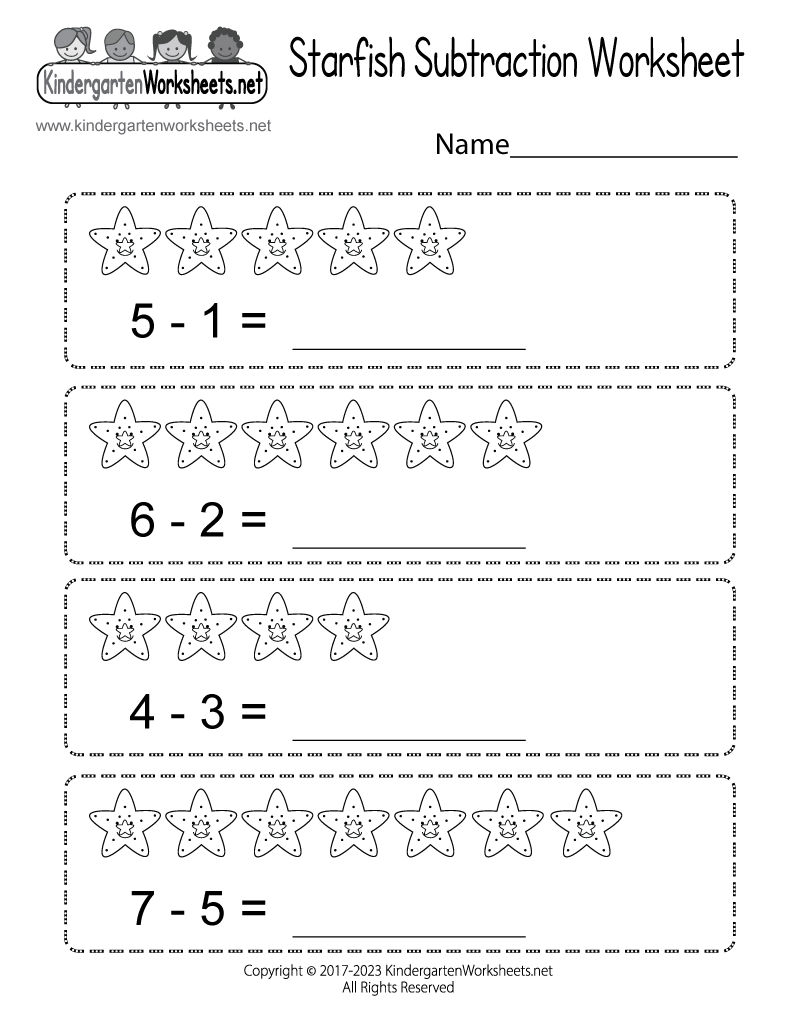 Subtraction Worksheets Kindergarten Kindergarten