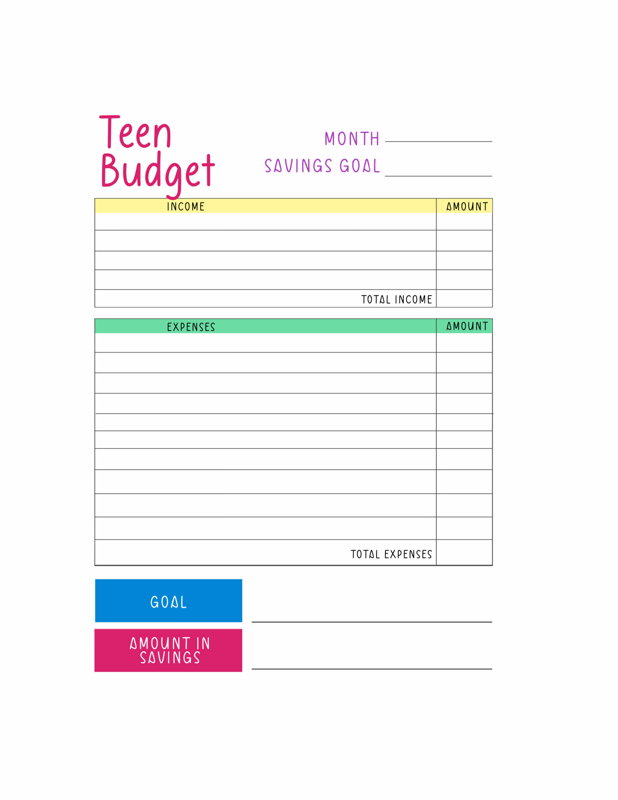 Teen Budget Worksheet Worksheets Library